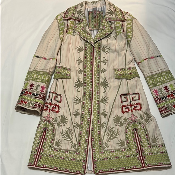 Johnny Was Biya Embroidered Green and Red Women's Coat - Picture 2 of 10